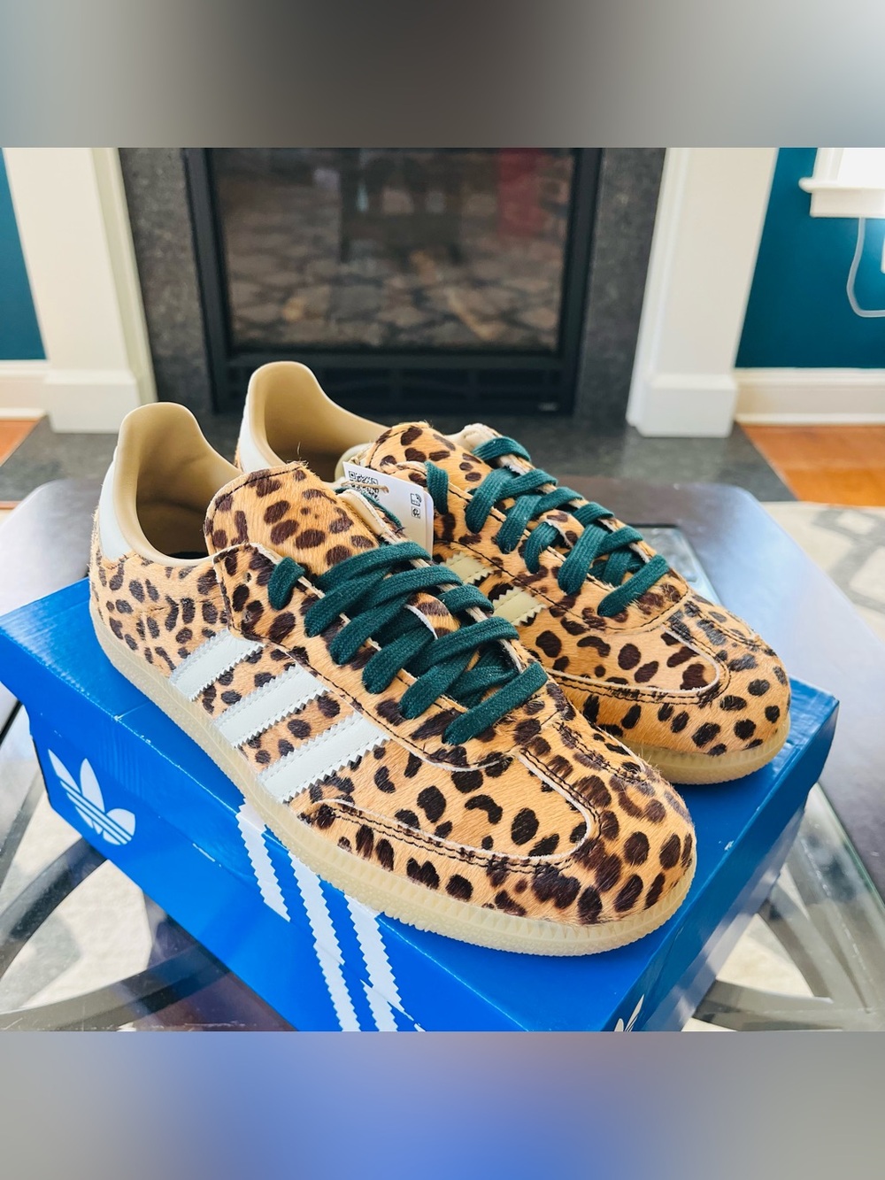 Sz 6 adidas Samba OG Leopard Magic Beige KI6674 Women's Sneakers New - Picture 3 of 8